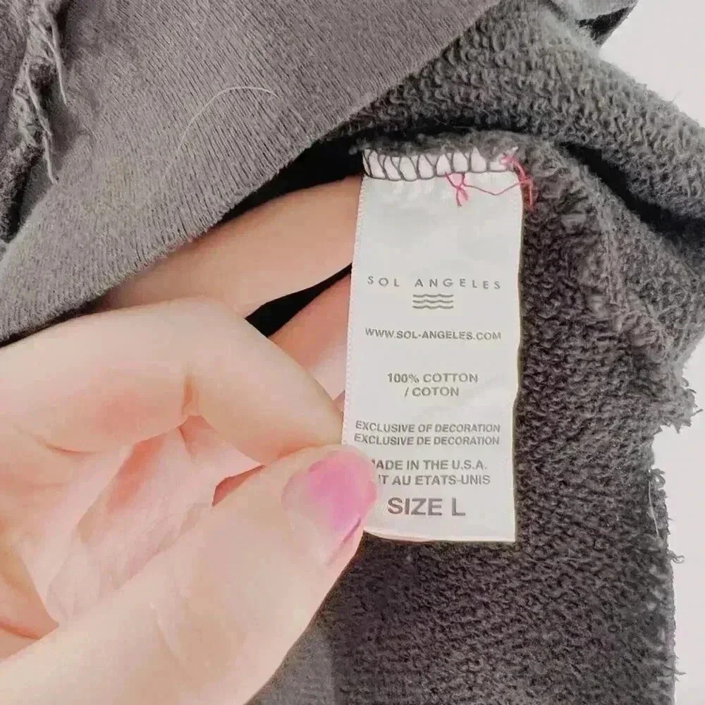 Sol Angeles Charcoal Terrycloth Crewneck Sweatshirt Women's Size L Loungewear - Picture 5 of 5